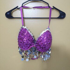 NWT Frederick's of Hollywood Padded Sequins Bra M Mauve Cosplay Halloween